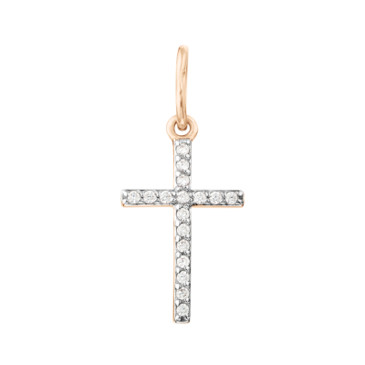 Goldkreuz aus Rotgold 585 mit Zirkonia