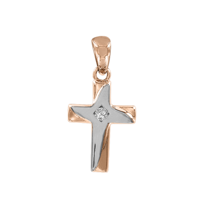 Kreuz Anhänger aus Rotgold 585 mit Zirkonia