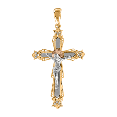 Kreuz Anhänger aus Rotgold 585 mit Zirkonia