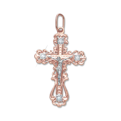 Kreuz Anhänger aus Rotgold 585 mit Zirkonia