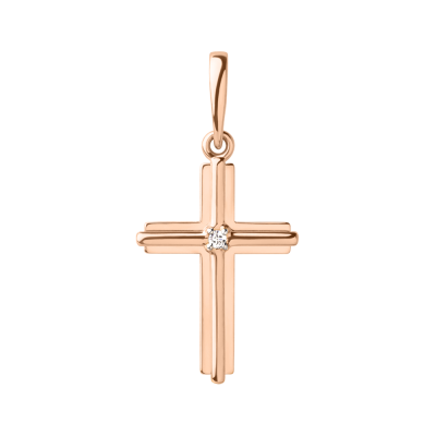 Goldkreuz aus Rotgold 585 mit Zirkonia