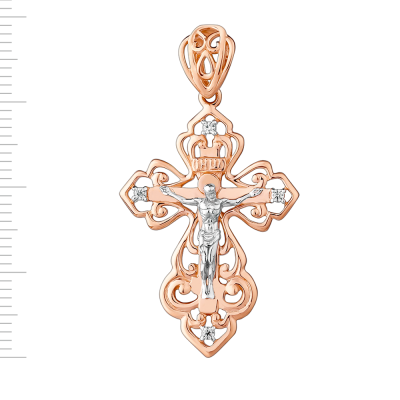 Goldkreuz aus Rotgold 585 mit Zirkonia