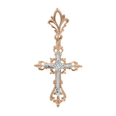 Goldkreuz aus Rotgold 585 mit Zirkonia