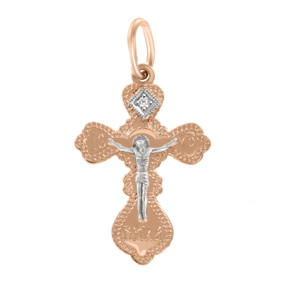 Kreuz Anhänger aus Rotgold 585 mit Zirkonia
