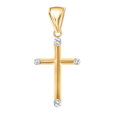 Kreuz Anhänger aus Gelb/ Weißgold 585