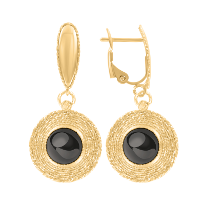 Goldohrringe aus Gelbgold 585 mit Onyx