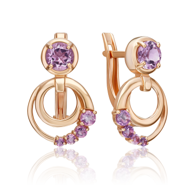Ohrringe aus Rotgold 585 mit Amethyst
