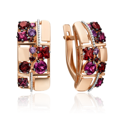 Ohrringe aus Rotgold 585 mit Amethyst und Granat