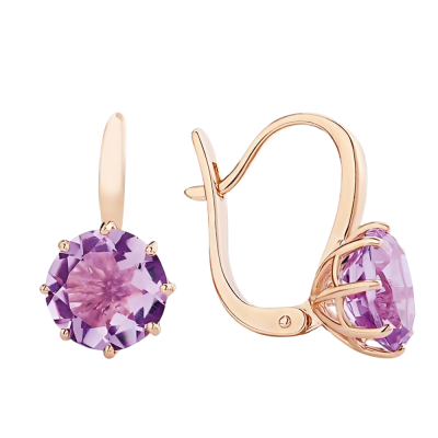 Goldohrringe aus Rotgold 585 mit Amethyst