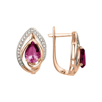 Ohrringe aus Rotgold 585 mit Amethyst und Zirkonia