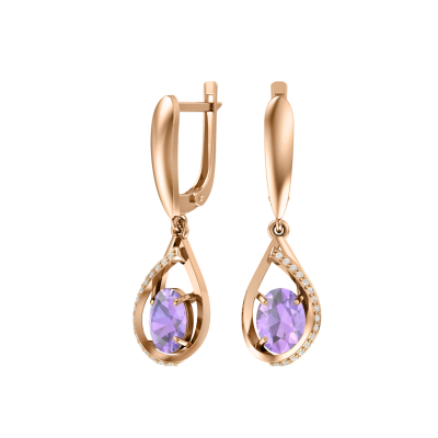Ohrringe aus Rotgold 585 mit Amethyst und Zirkonia