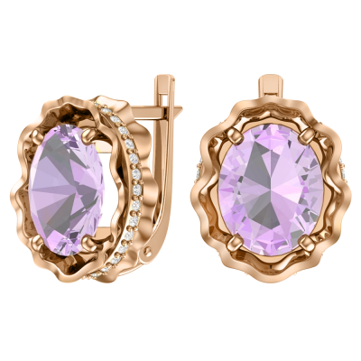Ohrringe aus Rotgold 585 mit Amethyst und Zirkonia
