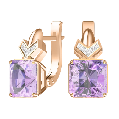 Ohrringe aus Rotgold 585 mit Amethyst und Zirkonia