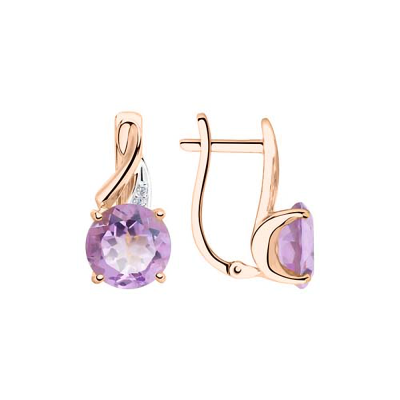 Ohrringe aus Rotgold 585 mit Amethyst und Zirkonia