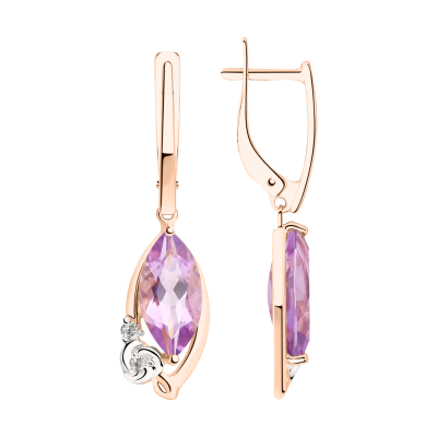 Ohrringe aus Rotgold 585 mit Amethyst und Zirkonia