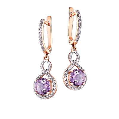 Ohrringe aus Rotgold 585 mit Amethyst und Zirkonia