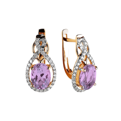 Ohrringe aus Rotgold 585 mit Amethyst und Zirkonia