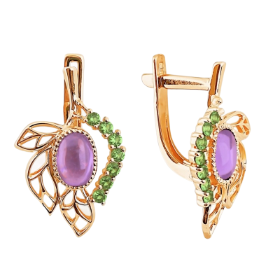 Goldohrringe aus Rotgold 585 mit Amethyst und Zirkonia