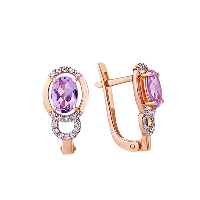 Ohrringe aus Rotgold 585 mit Amethyst und Zirkonia