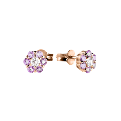 Ohrringe aus Rotgold 585 mit Amethyst und Zirkonia
