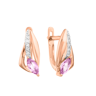 Ohrringe aus Rotgold 585 mit Amethyst und Zirkonia
