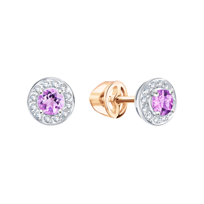 Ohrringe aus Rotgold 585 mit Amethyst und Zirkonia