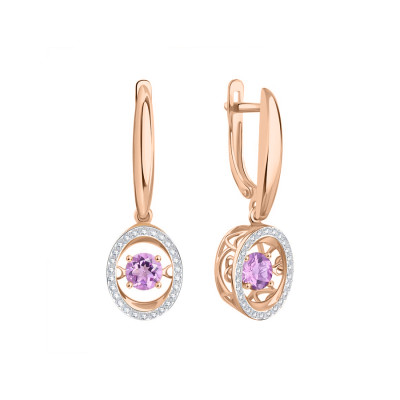 Ohrringe aus Rotgold 585 mit Amethyst und Zirkonia