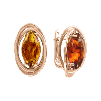 Ohrringe aus Rotgold 585 mit Bernstein