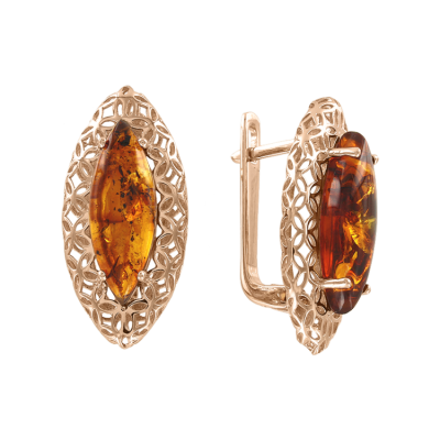 Ohrringe aus Rotgold 585 mit Bernstein