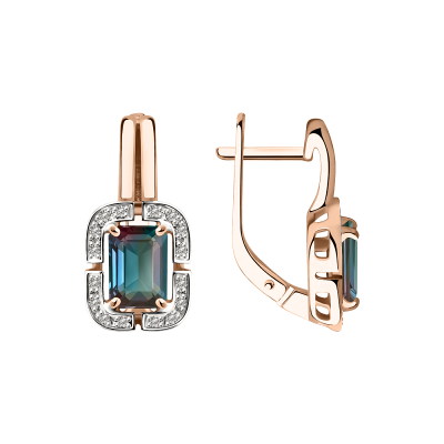 Ohrringe aus Rotgold 585 mit Brillant und Alexandrit