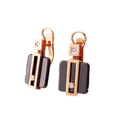 585 Rotgold Ohrringe mit Brillant