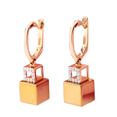 585 Rotgold Ohrringe mit Brillant