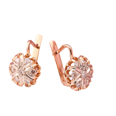 Goldohrringe aus Rotgold 585 mit Brillant