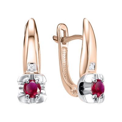 Ohrringe aus Rotgold 585 mit Brillant und Rubin