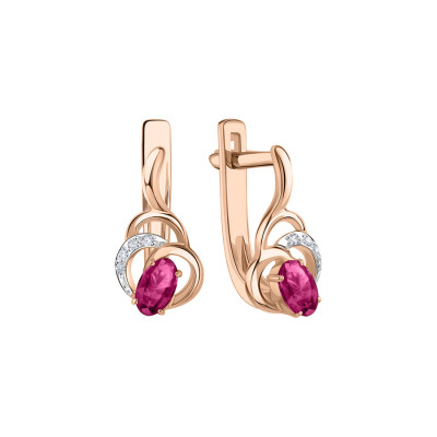 Ohrringe aus Rotgold 585 mit Brillant und Rubin