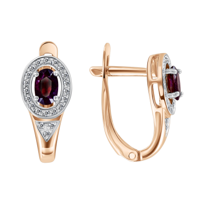 Ohrringe aus Rotgold 585 mit Brillant und Rubin