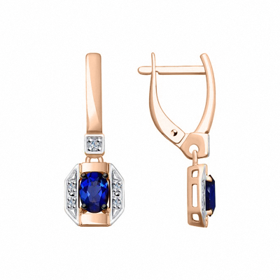 Ohrringe aus Rotgold 585 mit Brillant und Saphir