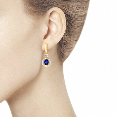 Ohrringe aus Rotgold 585 mit Brillant und Saphir