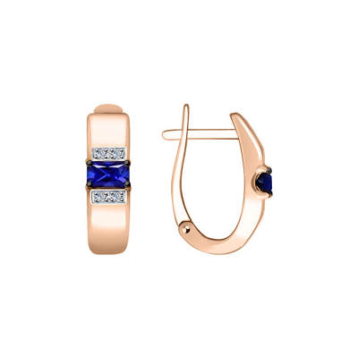 Ohrringe aus Rotgold 585 mit Brillant und Saphir