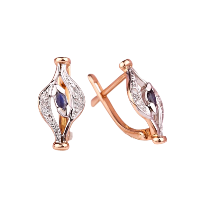 Ohrringe aus Rotgold 585 mit Brillant und Saphir