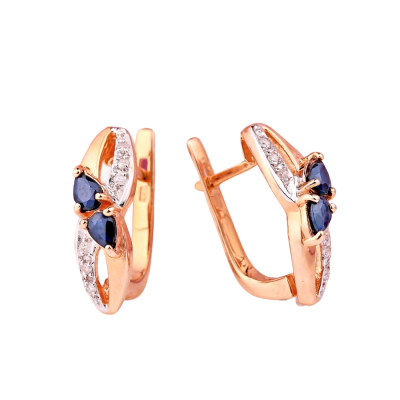 Ohrringe aus Rotgold 585 mit Brillant und Saphir