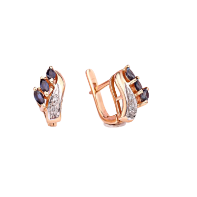 Ohrringe aus Rotgold 585 mit Brillant und Saphir