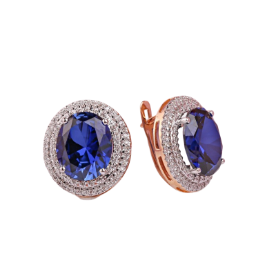 Ohrringe aus Rotgold 585 mit Brillant und Saphir