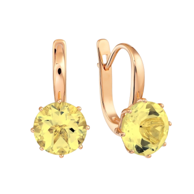 Originale Ohrringe aus russischem Rotgold 585 mit Citrin