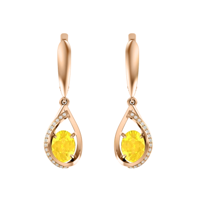 Ohrringe aus Rotgold 585 mit Citrin und Zirkonia