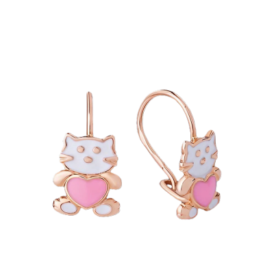 Kinder Ohrringe aus Rotgold 585 mit Emaille