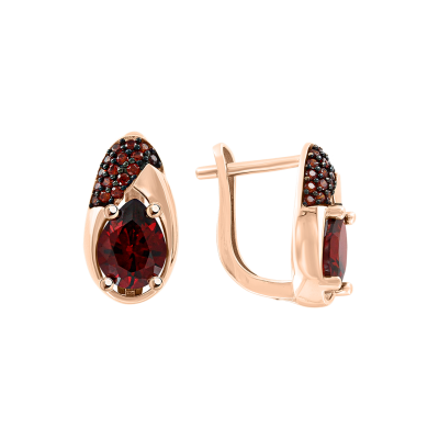 Ohrringe aus Rotgold 585 mit Granat und Zirkonia