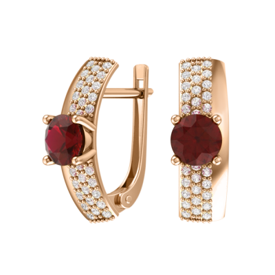 Ohrringe aus Rotgold 585 mit Granat und Zirkonia