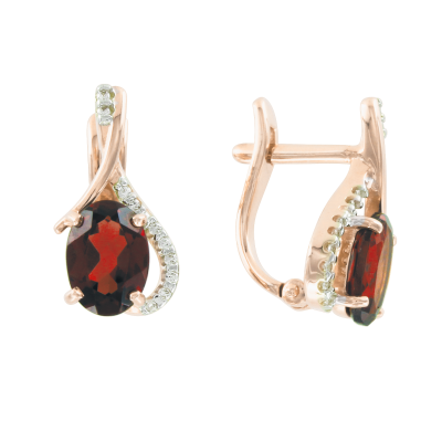 Ohrringe aus Rotgold 585 mit Granat und Zirkonia