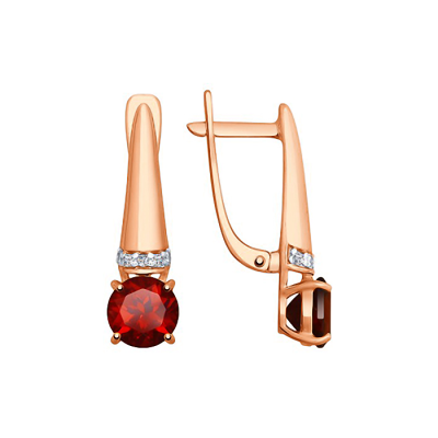 Ohrringe aus Rotgold 585 mit Granat und Zirkonia